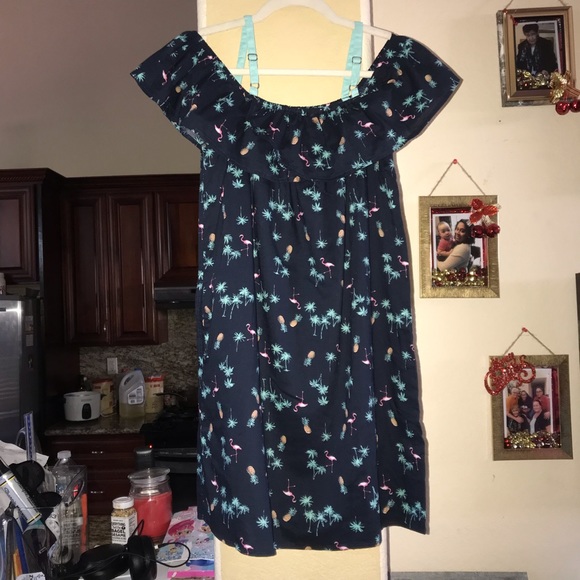 Abercrombie Kids off the Shoulder Flamingo Dress - Picture 2 of 6